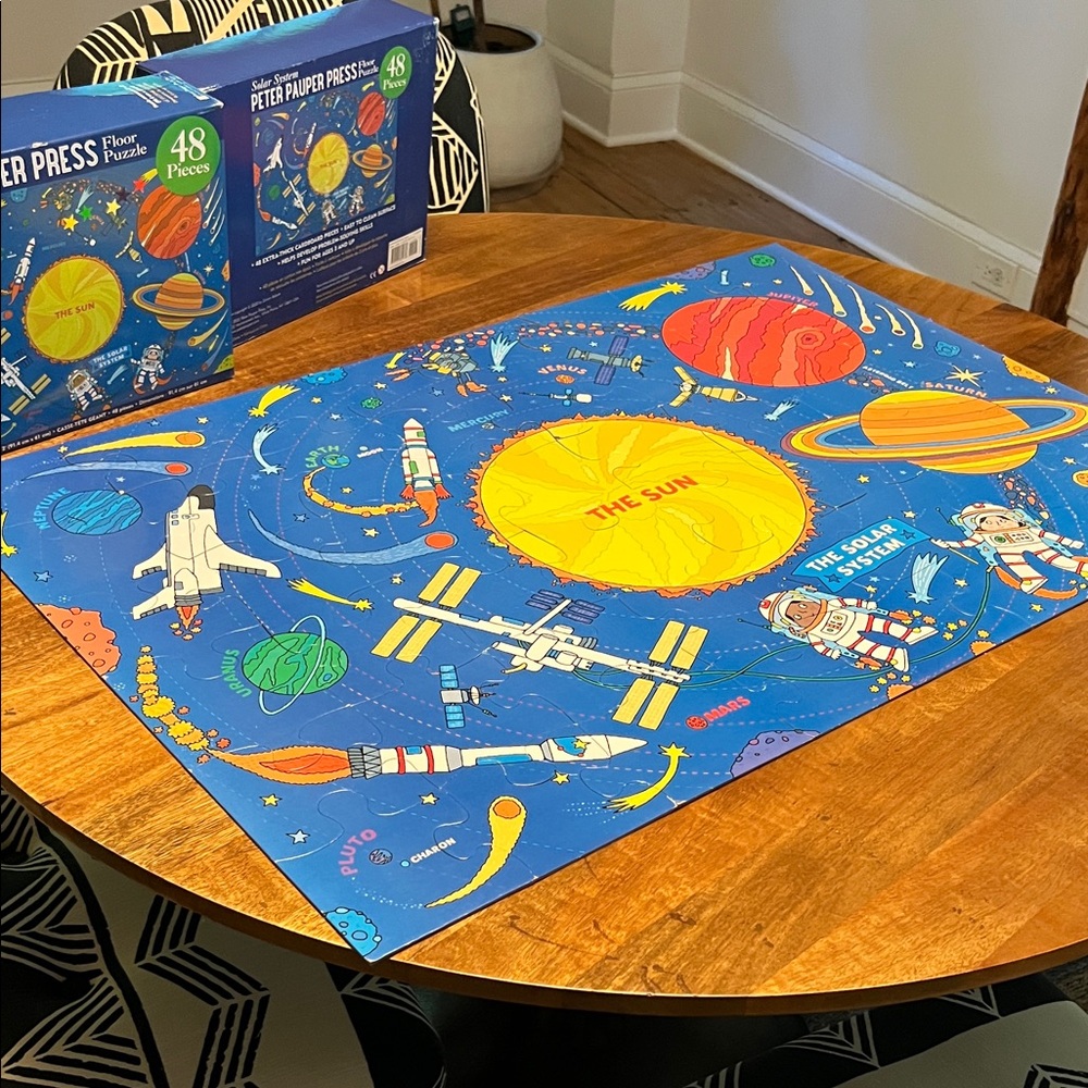 Kids' Solar System Floor Puzzle - Blue & Yellow 48 pieces